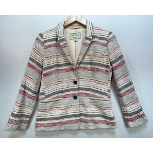 Lucky Brand Women’s Tweed Textured Blazer Jacket 3/4 Sleeve Stripe Size 2 Casual